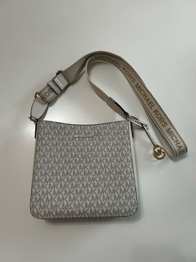 Michael Kors Cream Logo Crossbody Bag with Signature Strap